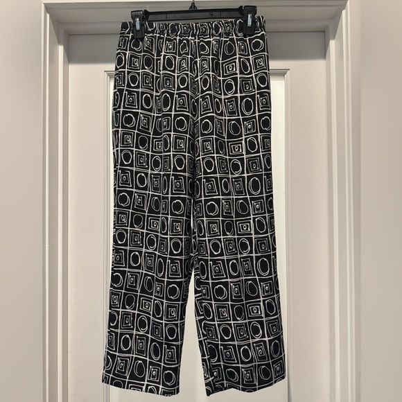 BLEYLE Black and White Vintage Pants Size 8 Avant Garde Artsy Elastic Waist - Picture 1 of 11
